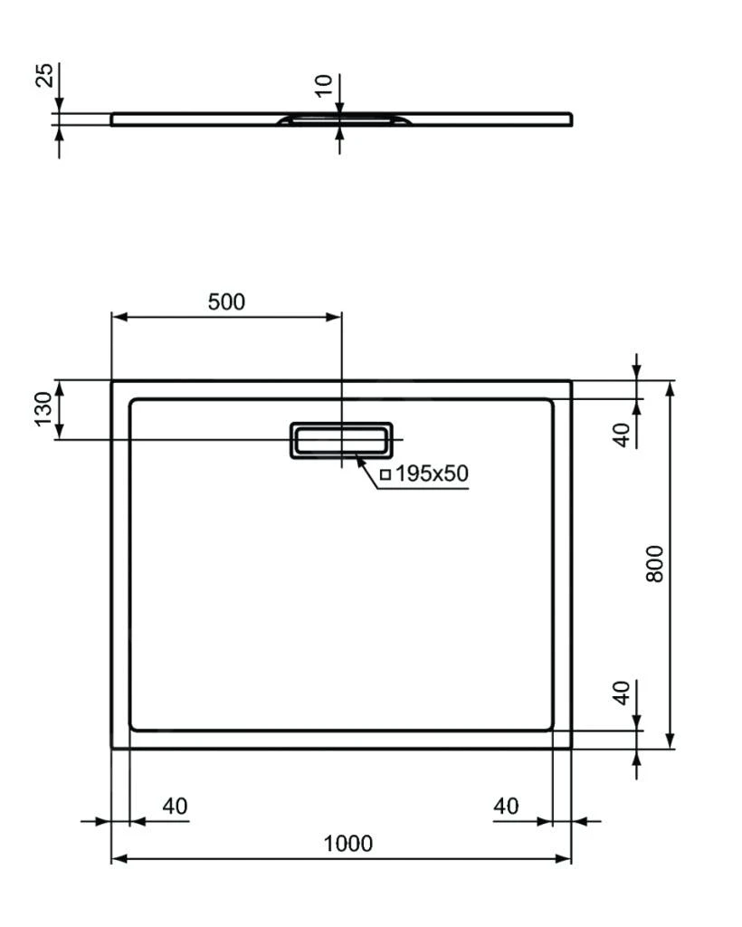 Ideal Standard Ultra Flat New - Douchebak 1000x800 Mm, Wit T446801 4 Ideal Standard Ultra Flat New - Douchebak 1000x800 Mm, Wit T446801 - Afbeelding 2