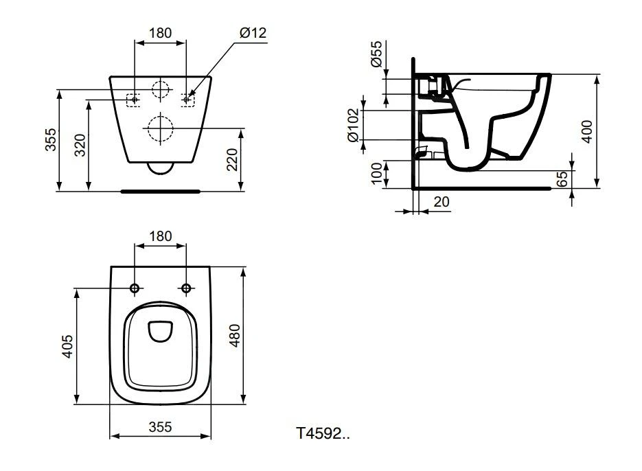 Ideal Standard I.Life S - Hangende WC RL+, Rimless, Wit T459201 4 Ideal Standard I.Life S - Hangende WC RL+, Rimless, Wit T459201 - Afbeelding 2