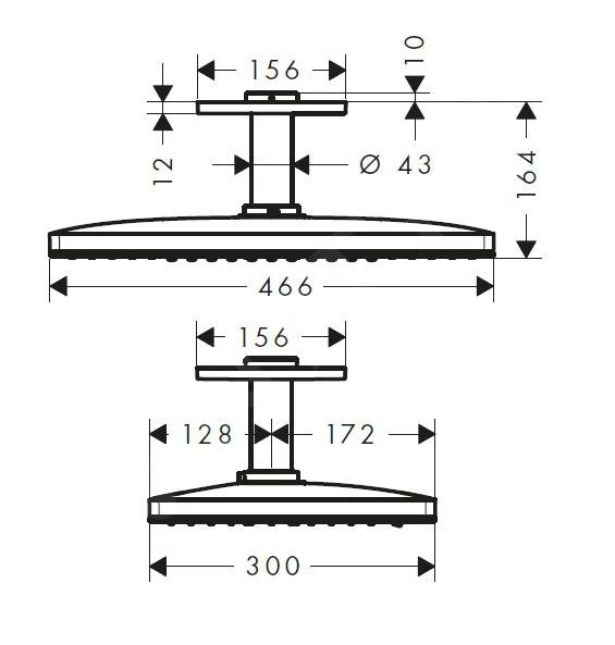 Hansgrohe Rainmaker Select - Hoofddouche 460, 2jet, Douchearm 100 Mm, Zwart/chroom 24004600 4 Hansgrohe Rainmaker Select - Hoofddouche 460, 2jet, Douchearm 100 Mm, Zwart/chroom 24004600 - Afbeelding 2
