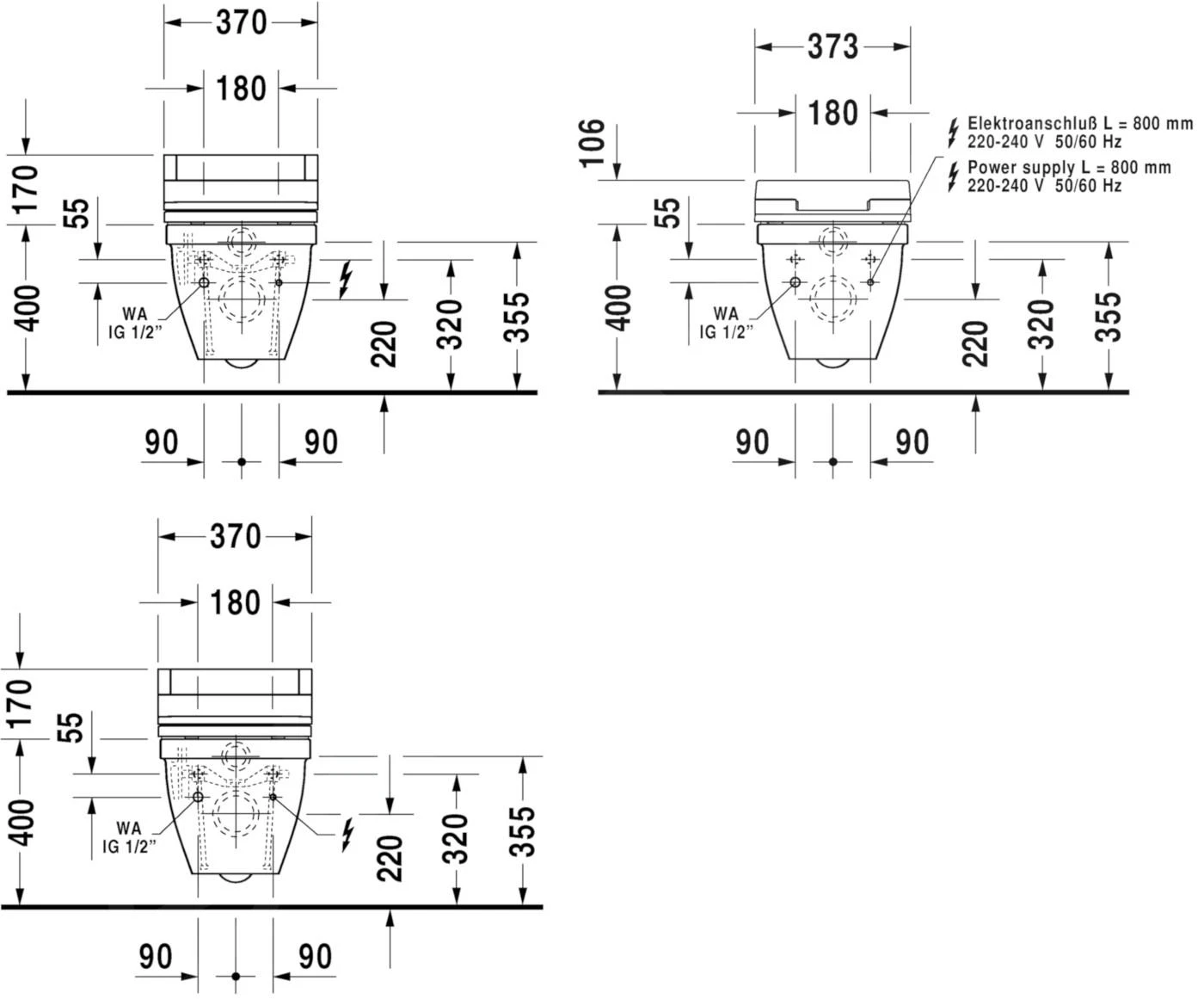 Duravit Starck 3 - Wandcloset Voor SensoWash, Wit 2226590000 6 Duravit Starck 3 - Wandcloset Voor SensoWash, Wit 2226590000 - Afbeelding 4