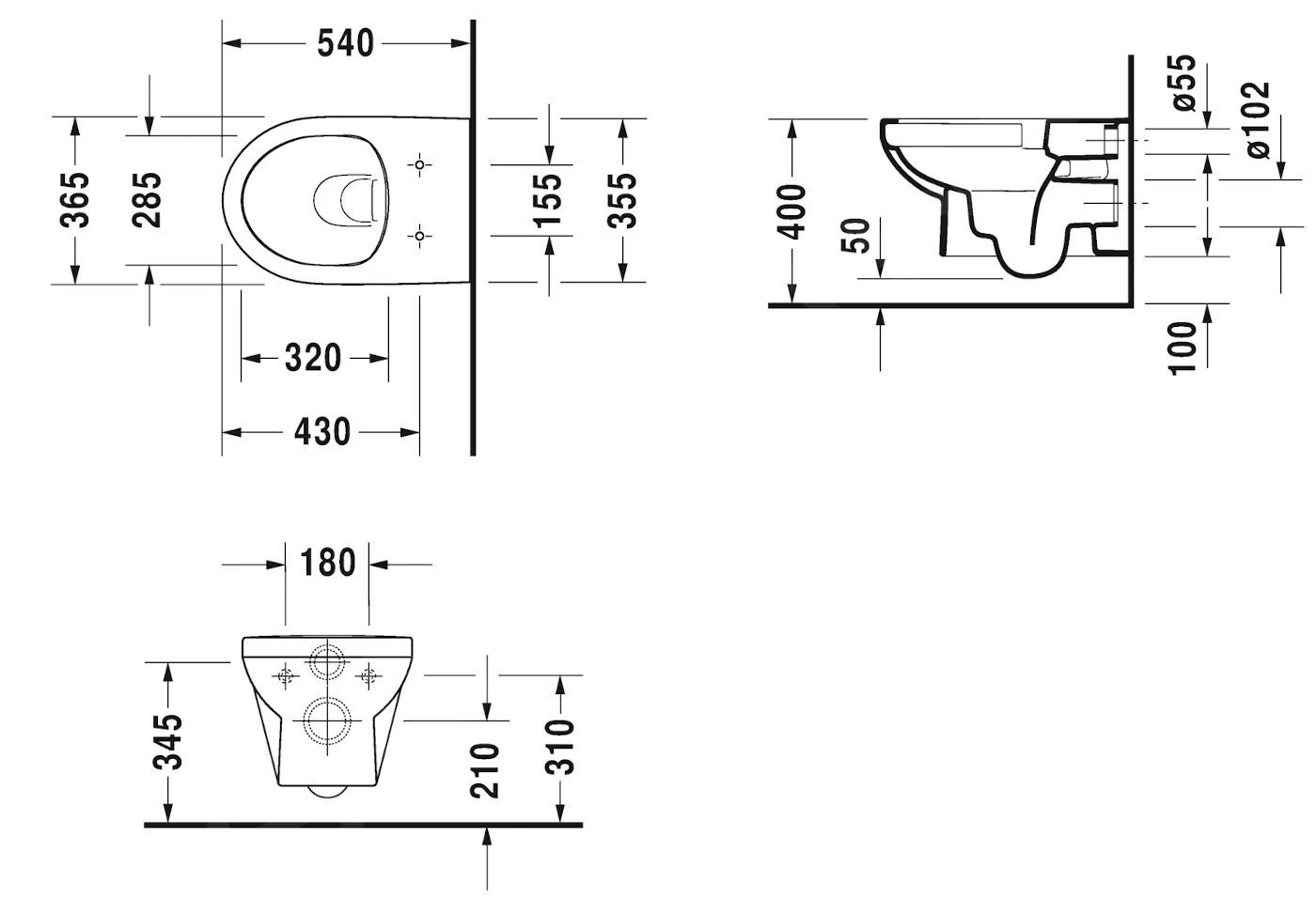Duravit DuraStyle Basic - Wandcloset, Softclose Zitting, Rimless, Alpine Wit 45620900A1 4 Duravit DuraStyle Basic - Wandcloset, Softclose Zitting, Rimless, Alpine Wit 45620900A1 - Afbeelding 2