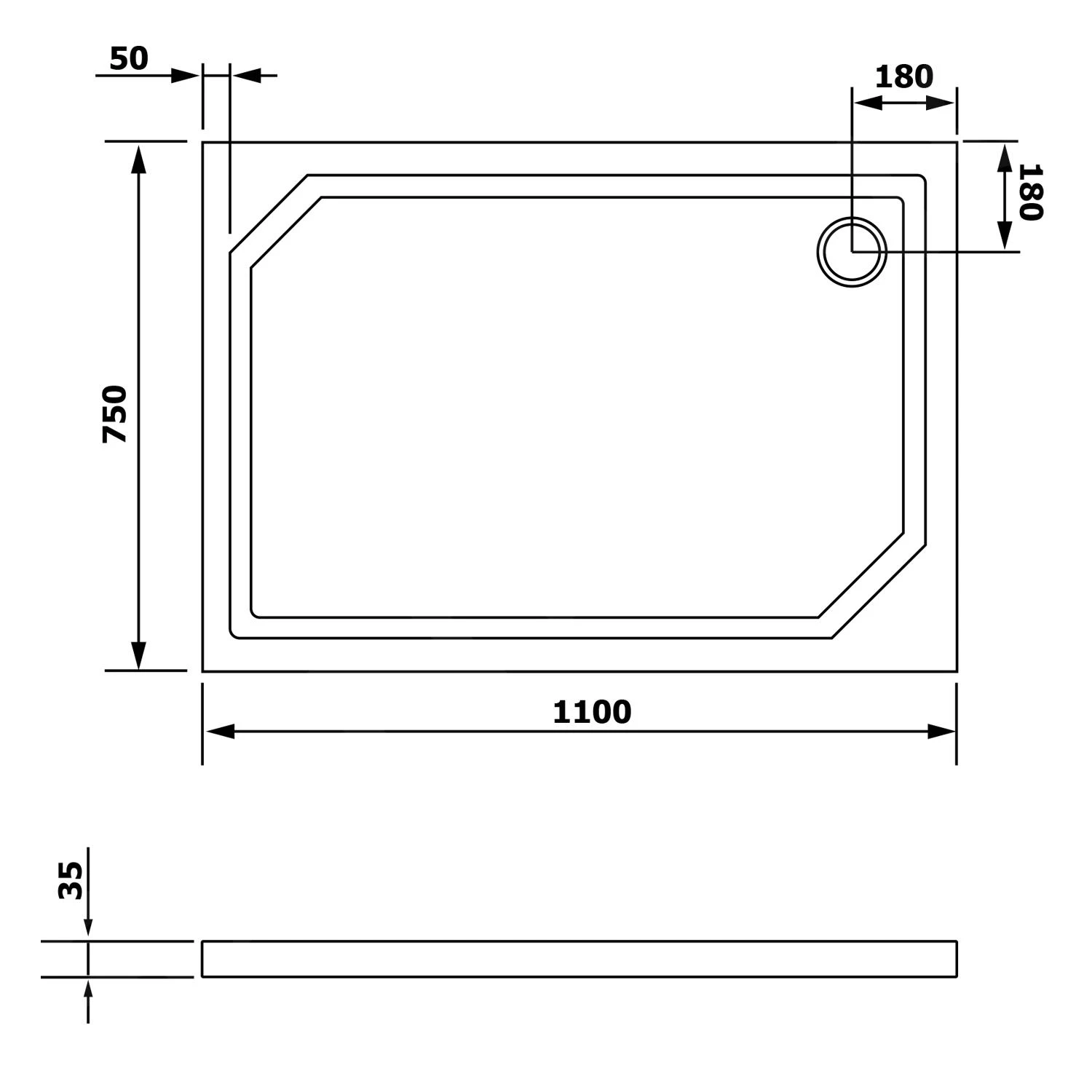 Gelco Douchebakken - SARA Douchebak Van Gegoten Marmer, 1100x750 Mm, Wit HS11075 4 Gelco Douchebakken - SARA Douchebak Van Gegoten Marmer, 1100x750 Mm, Wit HS11075 - Afbeelding 2