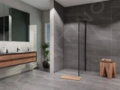 Lansanit LitLUX Slim Tadao - Vaste Douchewand Black Line 800 Mm, Mat Zwart/helder Glas SPD80-B