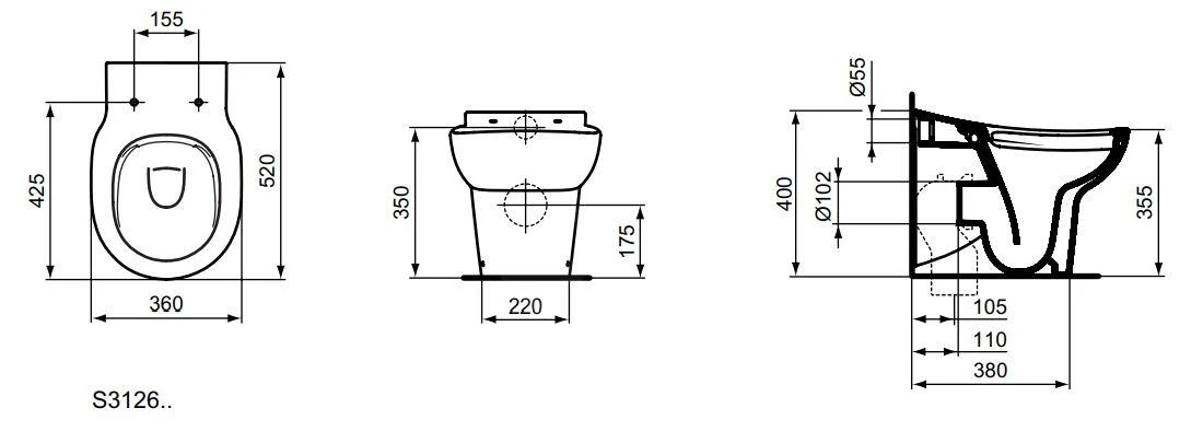Ideal Standard Contour 21 - Staand Kindertoilet, Rimless, Wit S312601 4 Ideal Standard Contour 21 - Staand Kindertoilet, Rimless, Wit S312601 - Afbeelding 2