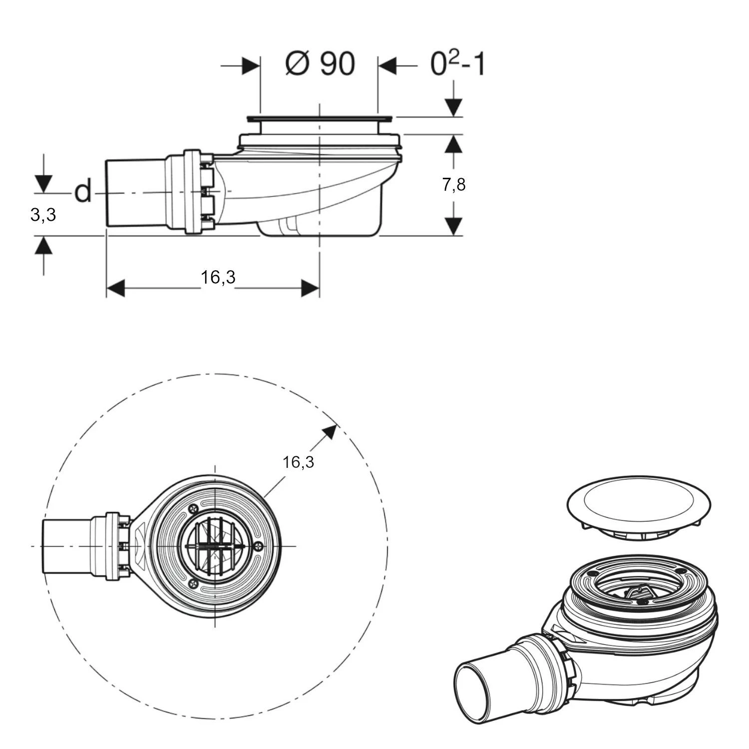 Geberit Toebehoren - Afvoerset, Met Klepdeksel, Glanzend Chroom 150.552.21.1 4 Geberit Toebehoren - Afvoerset, Met Klepdeksel, Glanzend Chroom 150.552.21.1 - Afbeelding 2