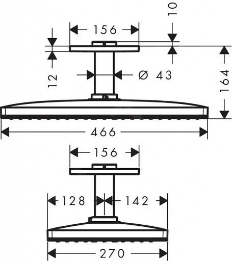 Hansgrohe Rainmaker Select - Hoofddouche 460, Douchearm 100 Mm, Zwart/chroom 24002600 4 Hansgrohe Rainmaker Select - Hoofddouche 460, Douchearm 100 Mm, Zwart/chroom 24002600 - Afbeelding 2