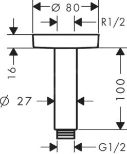 Hansgrohe Toebehoren - Plafondbevestiging S 100 Mm, Mat Zwart 27393670 -Hansgrohe Winkel 1ccd138da168fc7da887c3e9