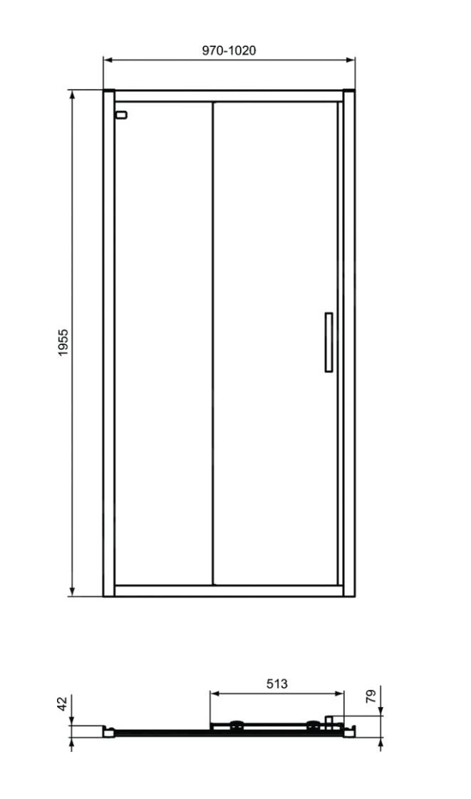 Ideal Standard Connect 2 - Schuif Douchedeur, 2-delig, 1000 Mm, Zwart/helder Glas K9273V3 4 Ideal Standard Connect 2 - Schuif Douchedeur, 2-delig, 1000 Mm, Zwart/helder Glas K9273V3 - Afbeelding 2