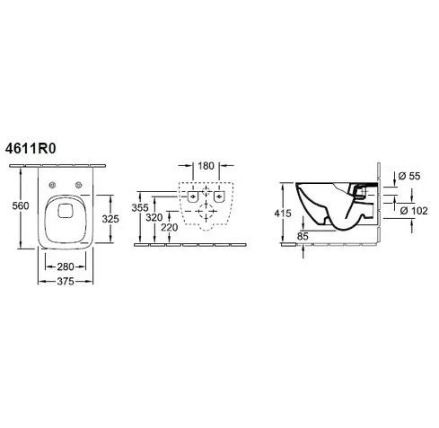 Villeroy & Boch Venticello - Wandcloset, DirectFlush, CeramicPlus, Alpine Wit 4611R0R1 4 Villeroy & Boch Venticello - Wandcloset, DirectFlush, CeramicPlus, Alpine Wit 4611R0R1 - Afbeelding 2