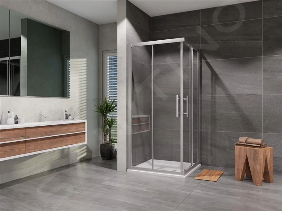 Lansanit LitEX Terni - Douchecabine 4 Delig 1000x1000 Mm, Glanzend Aluminium/helder Glas CF11-190-C 3 Lansanit LitEX Terni - Douchecabine 4 Delig 1000x1000 Mm, Glanzend Aluminium/helder Glas CF11-190-C