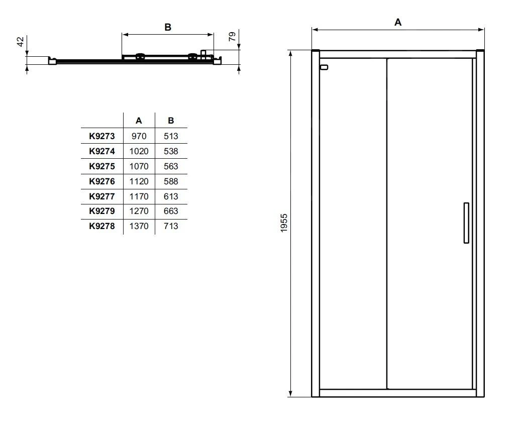 Ideal Standard Connect 2 - Schuif Douchedeur, 2-delig, 1100 Mm, Zwart/helder Glas K9275V3 4 Ideal Standard Connect 2 - Schuif Douchedeur, 2-delig, 1100 Mm, Zwart/helder Glas K9275V3 - Afbeelding 2