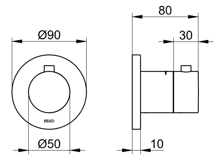 Keuco IXMO - Inbouw Thermostatische Kraan, Mat Aluminium 59553170001 4 Keuco IXMO - Inbouw Thermostatische Kraan, Mat Aluminium 59553170001 - Afbeelding 2