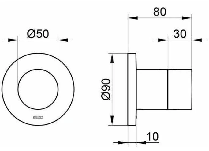 Keuco IXMO - Stopkraan Inbouw, Rvs 59541070001 4 Keuco IXMO - Stopkraan Inbouw, Rvs 59541070001 - Afbeelding 2