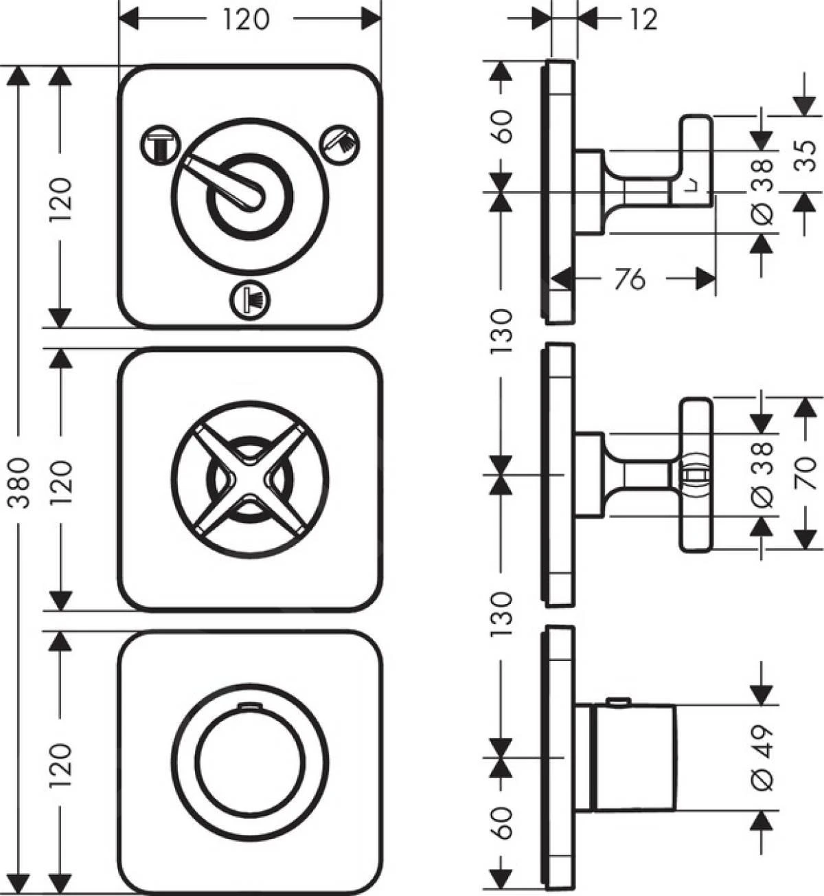 Axor Citterio E - Afdekset Voor Thermostaat Met 3 Functies, Chroom 36704000 4 Axor Citterio E - Afdekset Voor Thermostaat Met 3 Functies, Chroom 36704000 - Afbeelding 2