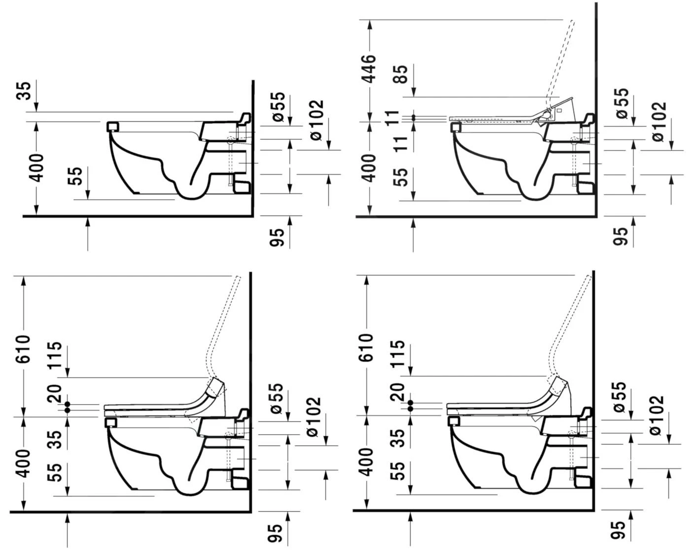 Duravit Starck 3 - Wandcloset Voor SensoWash, Wit 2226590000 5 Duravit Starck 3 - Wandcloset Voor SensoWash, Wit 2226590000 - Afbeelding 3
