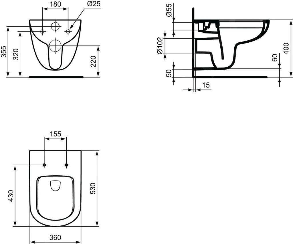 Ideal Standard Tempo - Hangend Toilet, Rimless, Wit T041501 4 Ideal Standard Tempo - Hangend Toilet, Rimless, Wit T041501 - Afbeelding 2