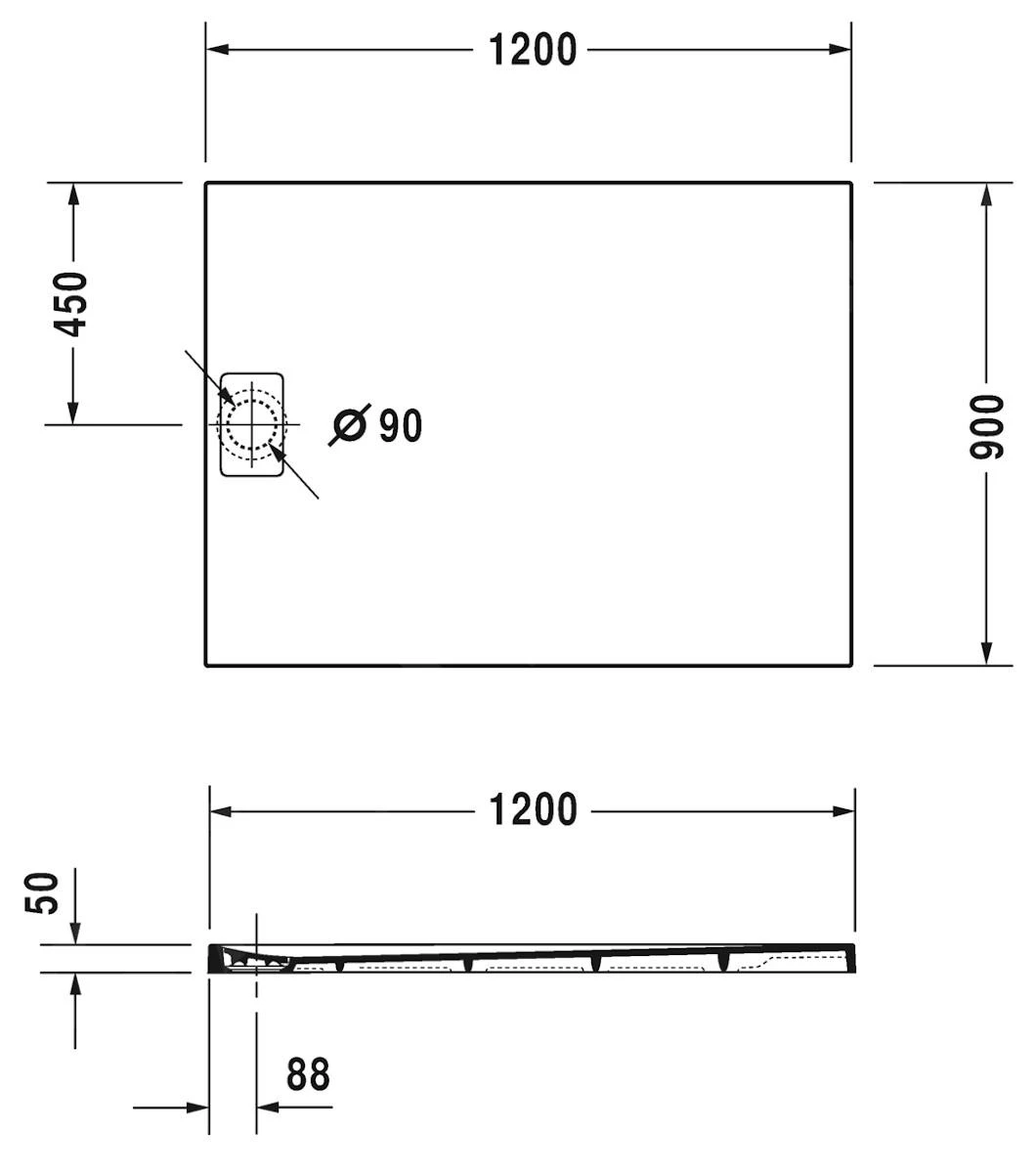 Duravit Stonetto - Douchebak 1200x900 Mm, Mat Grijs 720149180000000 4 Duravit Stonetto - Douchebak 1200x900 Mm, Mat Grijs 720149180000000 - Afbeelding 2