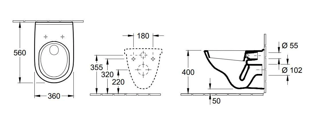 Villeroy & Boch O.novo - Set Van Wandcloset En Wc-bril, 360x560 Mm, Wit 5660H101 4 Villeroy & Boch O.novo - Set Van Wandcloset En Wc-bril, 360x560 Mm, Wit 5660H101 - Afbeelding 2