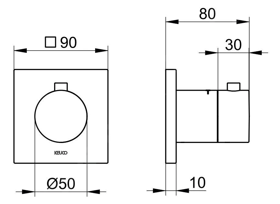 Keuco IXMO - Inbouw Thermostatische Kraan, Rvs 59553070002 4 Keuco IXMO - Inbouw Thermostatische Kraan, Rvs 59553070002 - Afbeelding 2