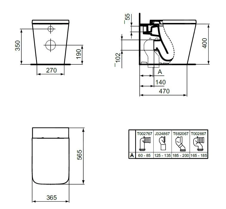 Ideal Standard Blend - Staande Toiletpot, Aquablade, Wit T368801 4 Ideal Standard Blend - Staande Toiletpot, Aquablade, Wit T368801 - Afbeelding 2