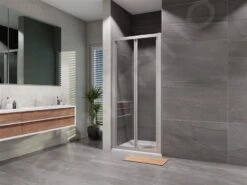 Lansanit LitEX Briano - Vouwdeur Douche 900 Mm, Glanzend Aluminium/mat Glas BF90-190-M