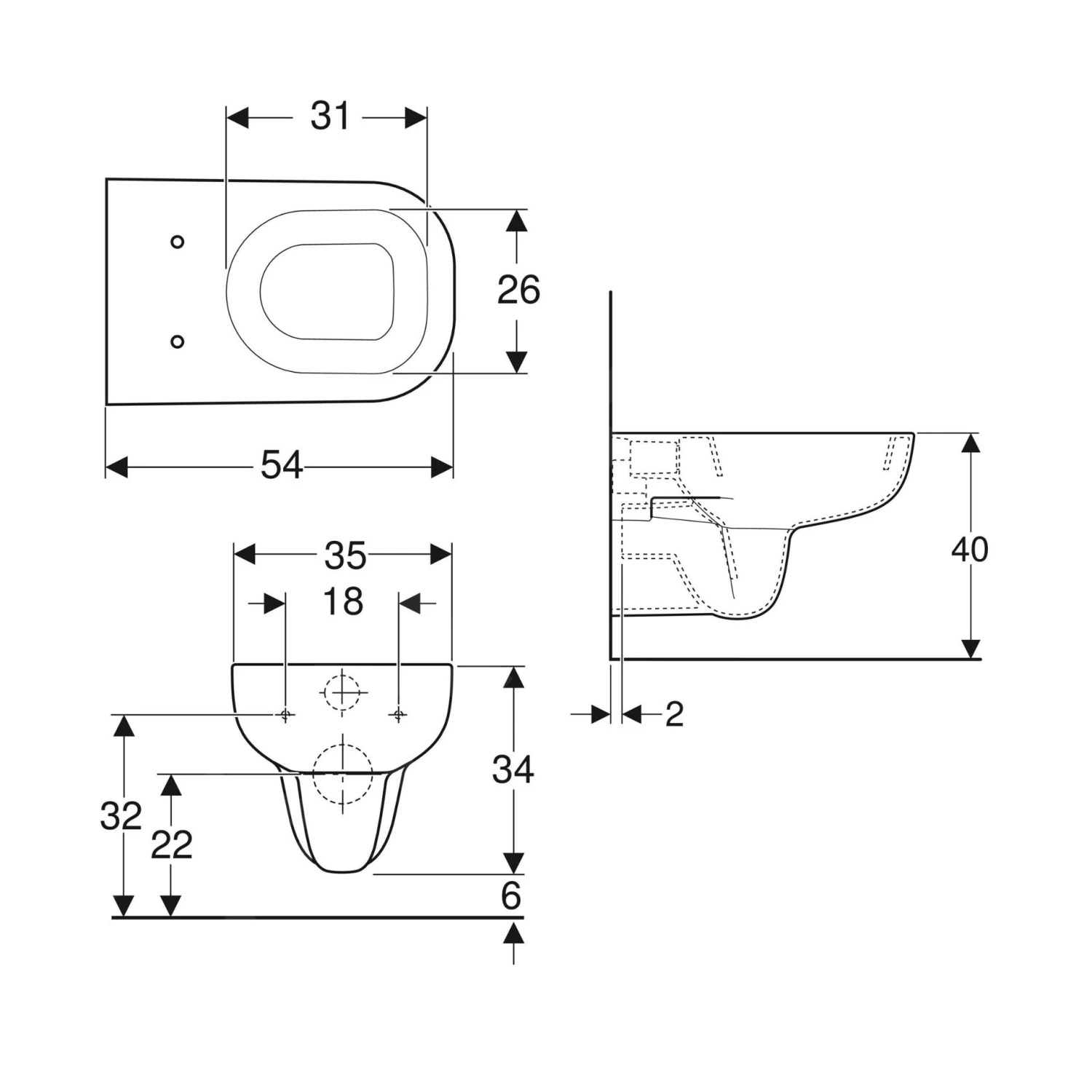 Geberit Smyle - Wandcloset, Wit 500.211.01.1 4 Geberit Smyle - Wandcloset, Wit 500.211.01.1 - Afbeelding 2