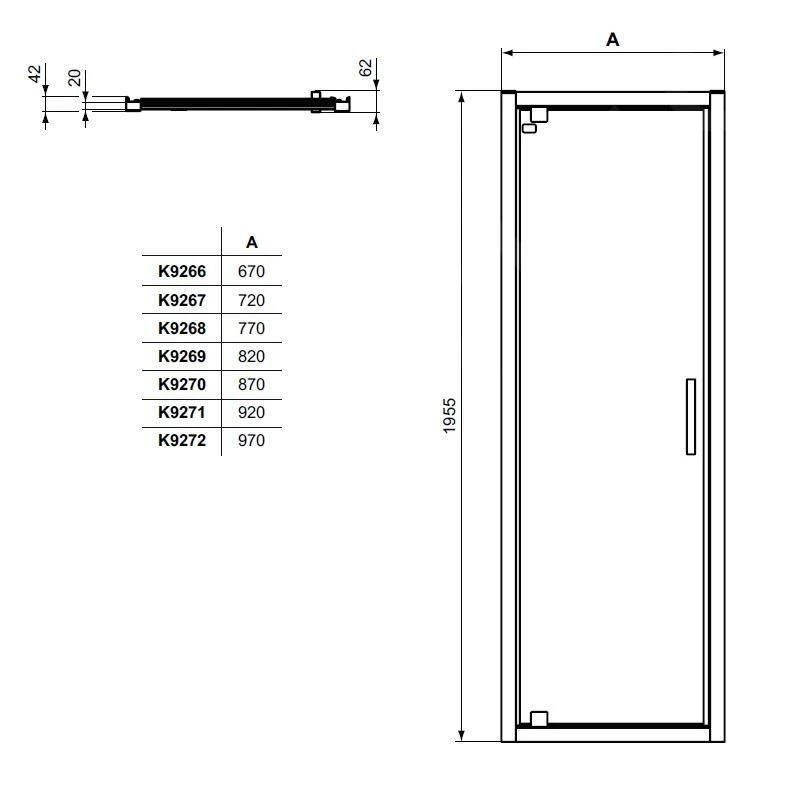 Ideal Standard Connect 2 - Draaideur 900 Mm, Silver Bright/helder Glas K9270EO 4 Ideal Standard Connect 2 - Draaideur 900 Mm, Silver Bright/helder Glas K9270EO - Afbeelding 2