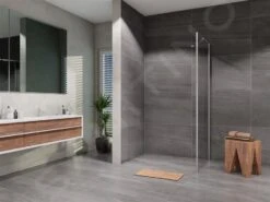 Lansanit LitLUX Brix - Vaste Douchewand 800 Mm, Glanzend Aluminium/helder Glas SPHY80