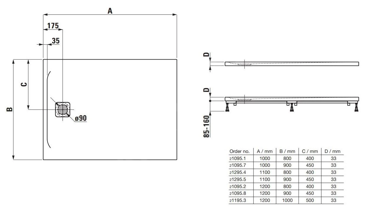 Laufen Pro - Douchebak 1200x800 Mm, Lichtgrijs H2109520770001 4 Laufen Pro - Douchebak 1200x800 Mm, Lichtgrijs H2109520770001 - Afbeelding 2