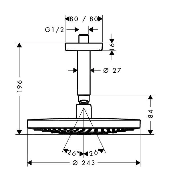 Hansgrohe Raindance Select S - Hoofddouche 240 Mm 2jet, Douchearm 100 Mm, Wit/chroom 26467400 3 Hansgrohe Raindance Select S - Hoofddouche 240 Mm 2jet, Douchearm 100 Mm, Wit/chroom 26467400 - Afbeelding 2