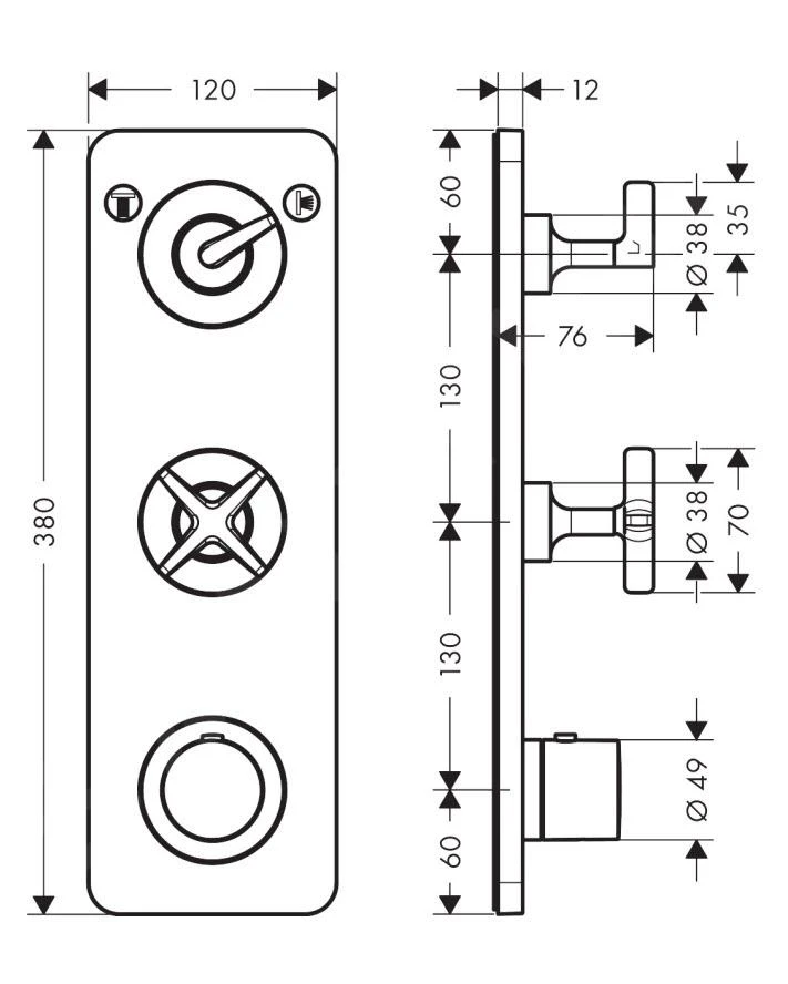 Axor Citterio E - Thermostatische Inbouwkraan, Voor 2 Functies, Mat Zwart 36703670 4 Axor Citterio E - Thermostatische Inbouwkraan, Voor 2 Functies, Mat Zwart 36703670 - Afbeelding 2