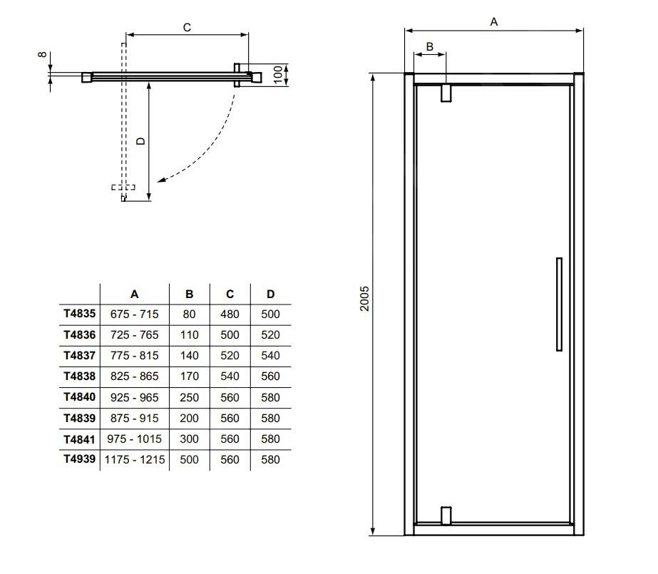 Ideal Standard I.Life - Pivoterende Douchedeur 950 Mm, Silver Bright/helder Glas T4840EO 4 Ideal Standard I.Life - Pivoterende Douchedeur 950 Mm, Silver Bright/helder Glas T4840EO - Afbeelding 2