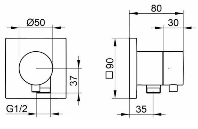 Keuco IXMO - Stopkraan Inbouw, Met Slangaansluiting, Zwart Chroom 59541131102 4 Keuco IXMO - Stopkraan Inbouw, Met Slangaansluiting, Zwart Chroom 59541131102 - Afbeelding 2