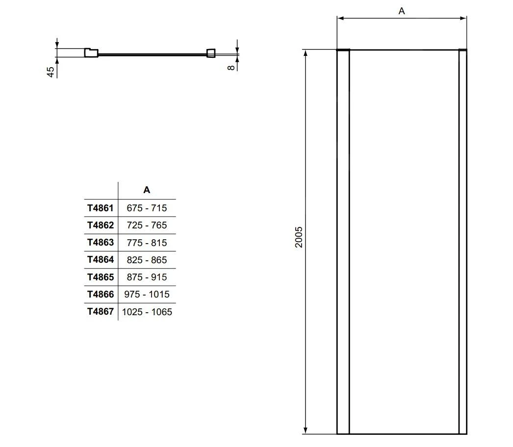 Ideal Standard I.Life - Vaste Zijwand 850 Mm, Silver Bright/helder Glas T4864EO 4 Ideal Standard I.Life - Vaste Zijwand 850 Mm, Silver Bright/helder Glas T4864EO - Afbeelding 2