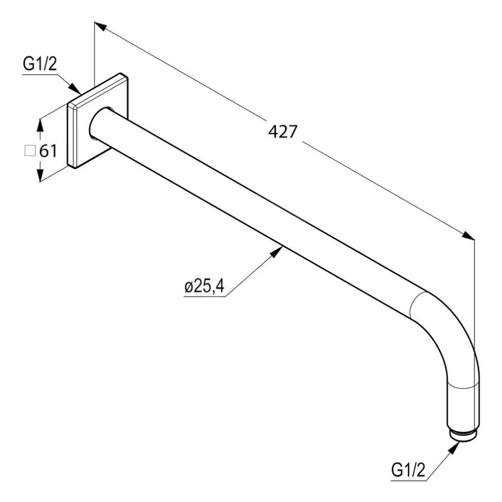 Kludi A-Qa - Douchearm 400 Mm ,chroom 6653405-00 4 Kludi A-Qa - Douchearm 400 Mm ,chroom 6653405-00 - Afbeelding 2