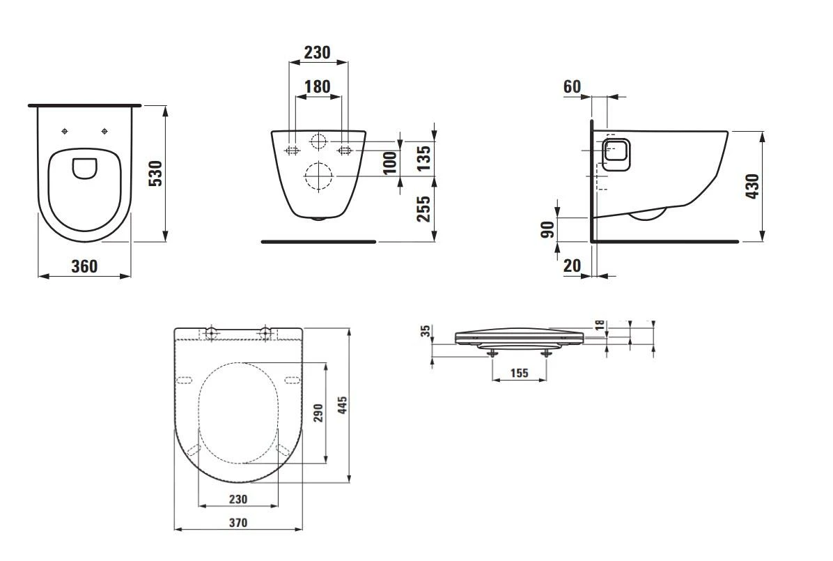 Laufen Pro - Hangend Toilet Met Slim Wc-bril, Slowclose, Rimless, Wit H8669540000001 4 Laufen Pro - Hangend Toilet Met Slim Wc-bril, Slowclose, Rimless, Wit H8669540000001 - Afbeelding 2
