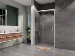 Lansanit LitLUX Serra - Douche Schuifdeur 1400 Mm, Glanzend Aluminium/helder Glas SEU14-2
