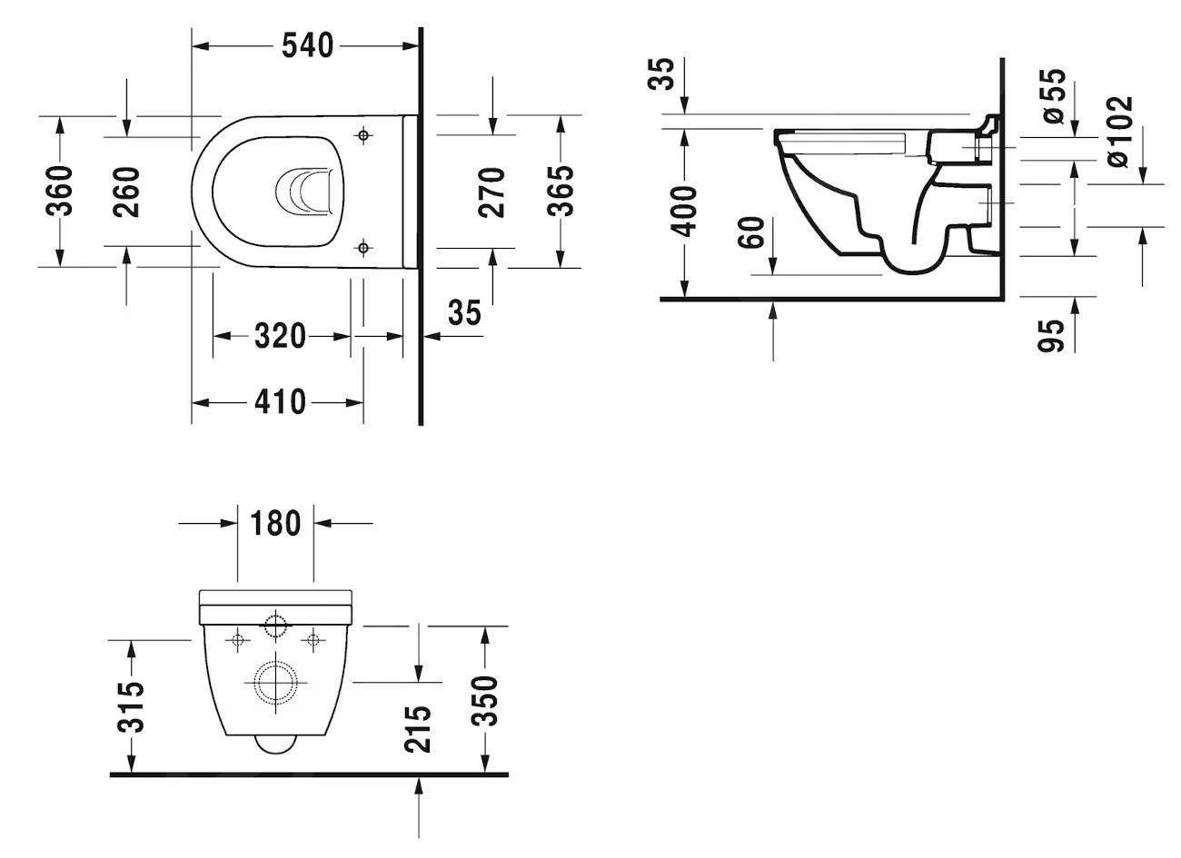 Duravit Starck 3 - Wandcloset, Rimless, WonderGliss, Wit 25270900001 4 Duravit Starck 3 - Wandcloset, Rimless, WonderGliss, Wit 25270900001 - Afbeelding 2