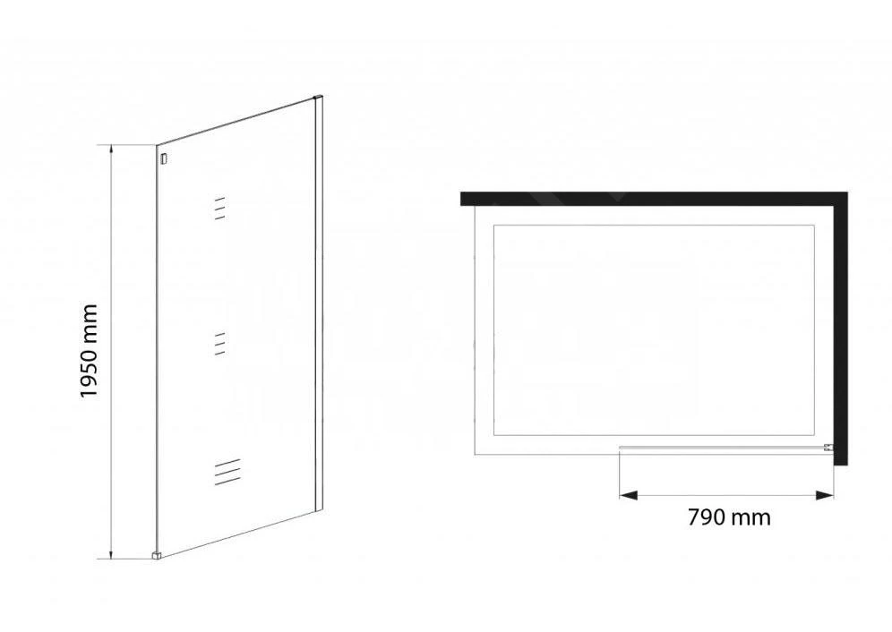 Lansanit LitLUX Slim Alvaro - Vaste Douchewand Black Line 800 Mm, Helder Glas SPZD80-B 4 Lansanit LitLUX Slim Alvaro - Vaste Douchewand Black Line 800 Mm, Helder Glas SPZD80-B - Afbeelding 2