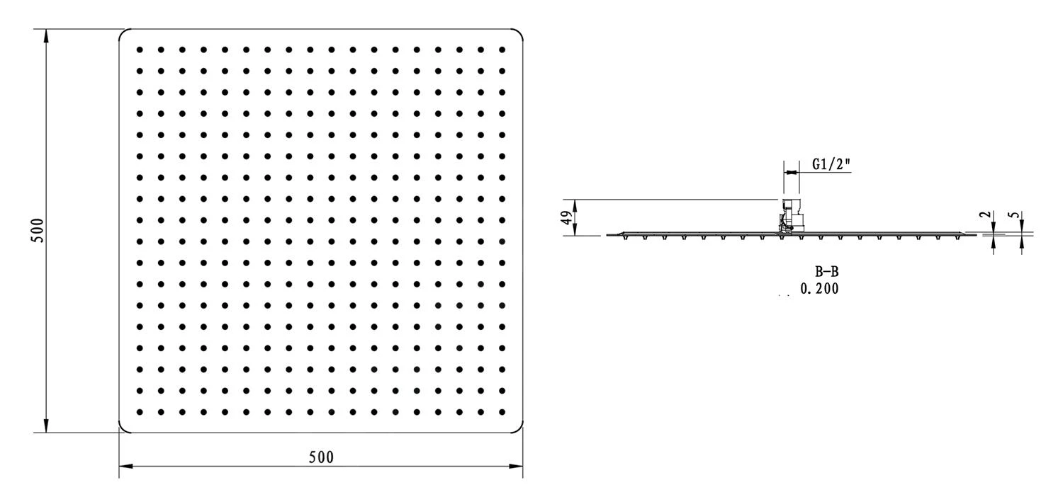 Sapho Slim - Slim Hoofddouche, 500x500 Mm, Gepolijst Roestvrij Staal MS565 4 Sapho Slim - Slim Hoofddouche, 500x500 Mm, Gepolijst Roestvrij Staal MS565 - Afbeelding 2