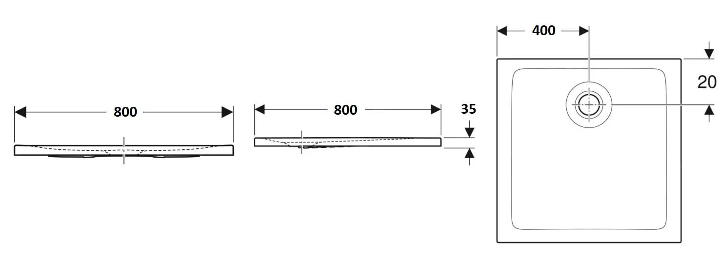 Geberit Nemea - Vierkante Douchebak 800x800 Mm, Anti-slip, Mat Wit 550.590.00.1 4 Geberit Nemea - Vierkante Douchebak 800x800 Mm, Anti-slip, Mat Wit 550.590.00.1 - Afbeelding 2