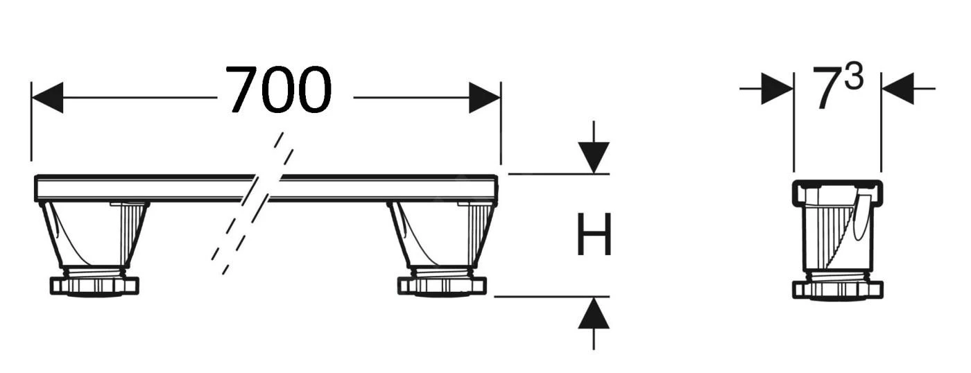 Geberit Toebehoren - Steunpoten 700 Mm, Hoogte 9-21 Cm, Voor Douchebakken Tot 1400 Mm 554.958.00.2 4 Geberit Toebehoren - Steunpoten 700 Mm, Hoogte 9-21 Cm, Voor Douchebakken Tot 1400 Mm 554.958.00.2 - Afbeelding 2