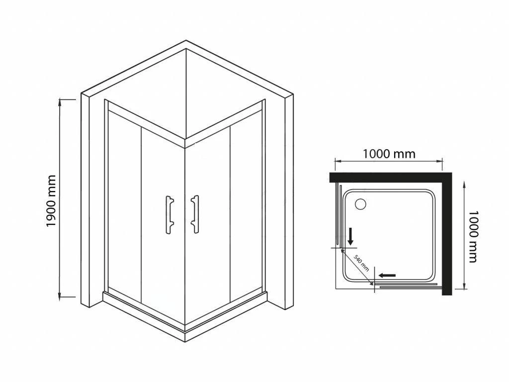 Lansanit LitEX Terni - Douchecabine 4 Delig 1000x1000 Mm, Glanzend Aluminium/helder Glas CF11-190-C 4 Lansanit LitEX Terni - Douchecabine 4 Delig 1000x1000 Mm, Glanzend Aluminium/helder Glas CF11-190-C - Afbeelding 2