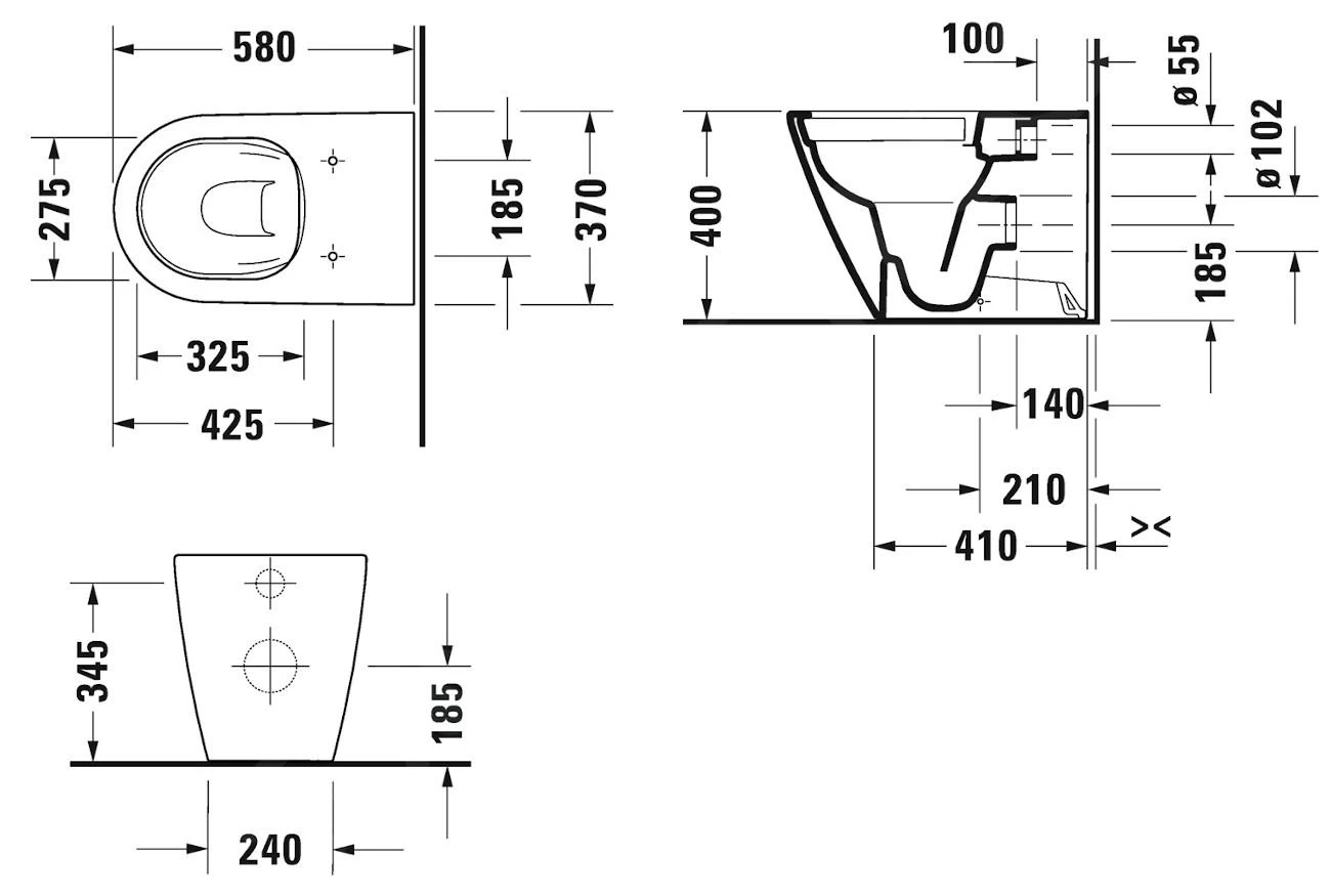 Duravit D-Neo - Staand Toilet, Afvoer Horizontaal, Rimless, Met WonderGliss, Wit 20030900001 4 Duravit D-Neo - Staand Toilet, Afvoer Horizontaal, Rimless, Met WonderGliss, Wit 20030900001 - Afbeelding 2