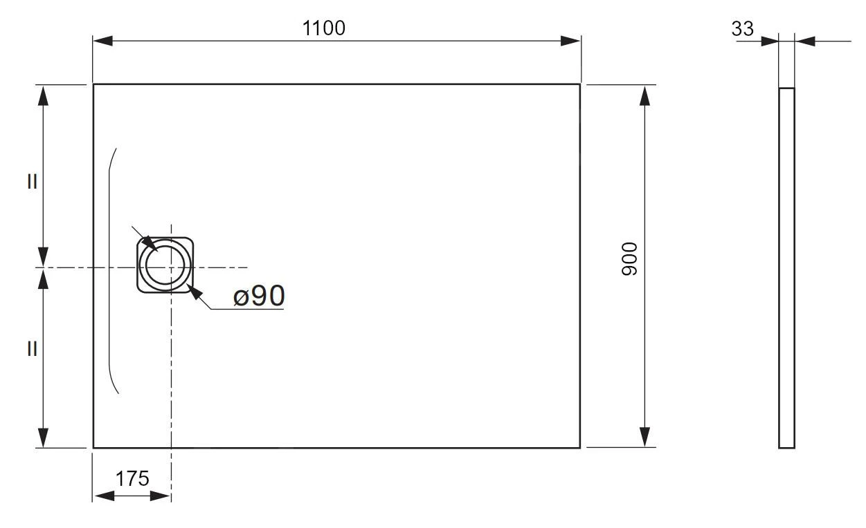 Laufen Pro - Douchebak 1100x900 Mm, Mat Zwart H2129550800001 4 Laufen Pro - Douchebak 1100x900 Mm, Mat Zwart H2129550800001 - Afbeelding 2