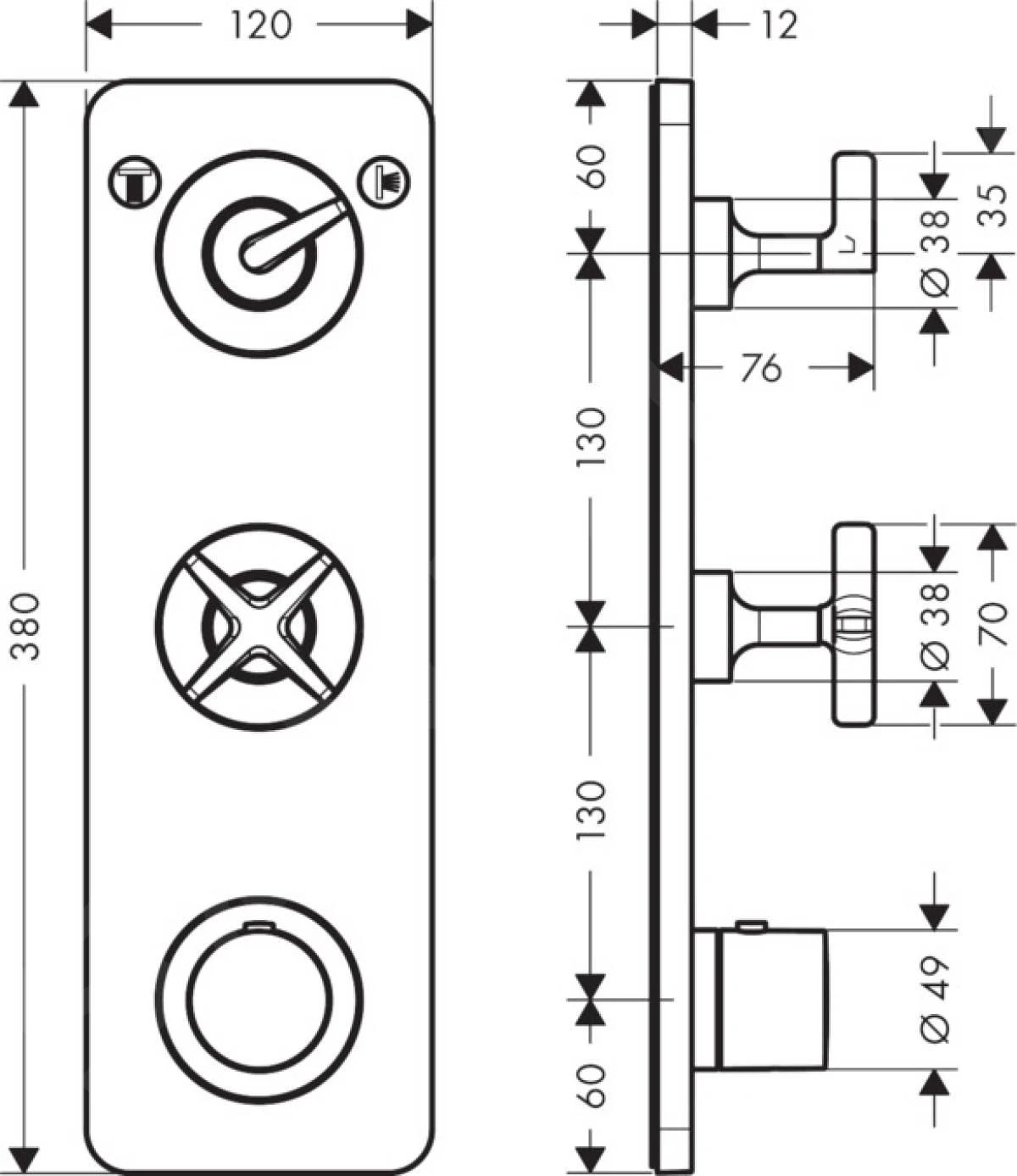 Axor Citterio E - Afdekset Voor Thermostaat Met 2 Functies, Chroom 36703000 4 Axor Citterio E - Afdekset Voor Thermostaat Met 2 Functies, Chroom 36703000 - Afbeelding 2