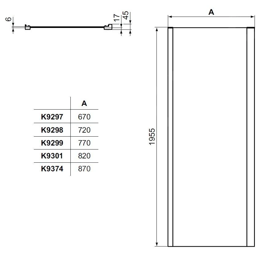 Ideal Standard Connect 2 - Vaste Zijwand 900 Mm, Zwart/helder Glas K9374V3 4 Ideal Standard Connect 2 - Vaste Zijwand 900 Mm, Zwart/helder Glas K9374V3 - Afbeelding 2