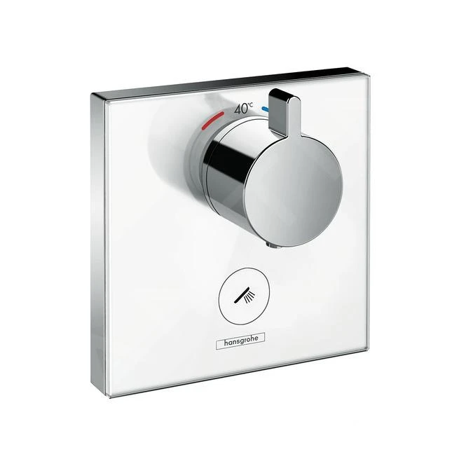 Hansgrohe Shower Select Glass - Highflow Thermostaat Afbouwdeel Met Stopkraan Voor 1 Functie En Extra Uitgang, Wit/chroom 15735400 3 Hansgrohe Shower Select Glass - Highflow Thermostaat Afbouwdeel Met Stopkraan Voor 1 Functie En Extra Uitgang, Wit/chroom 15735400