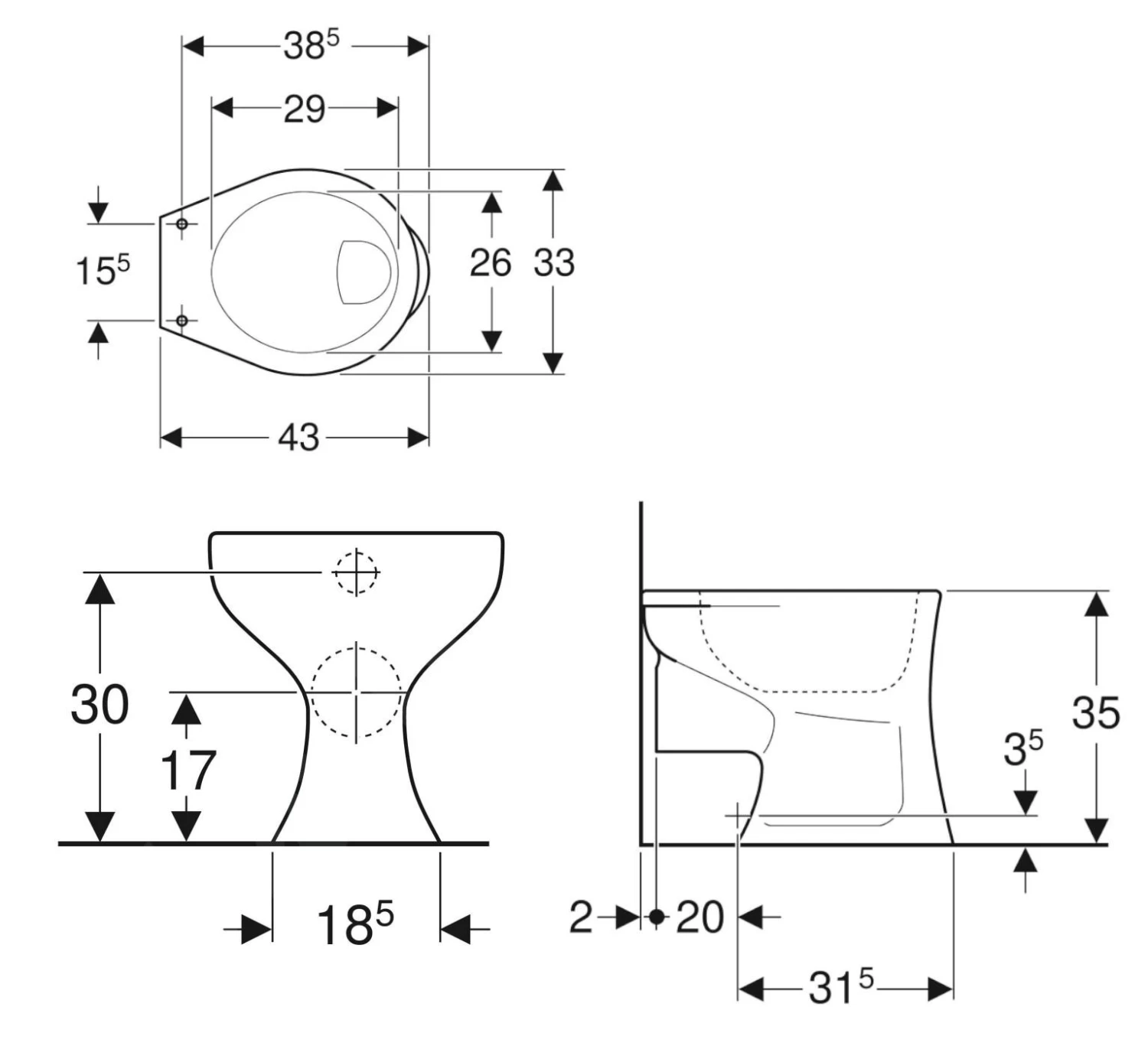 Geberit Bambini - Staand Toilet, Voor Kinderen, Achter Afvoer, Wit 211500000 4 Geberit Bambini - Staand Toilet, Voor Kinderen, Achter Afvoer, Wit 211500000 - Afbeelding 2