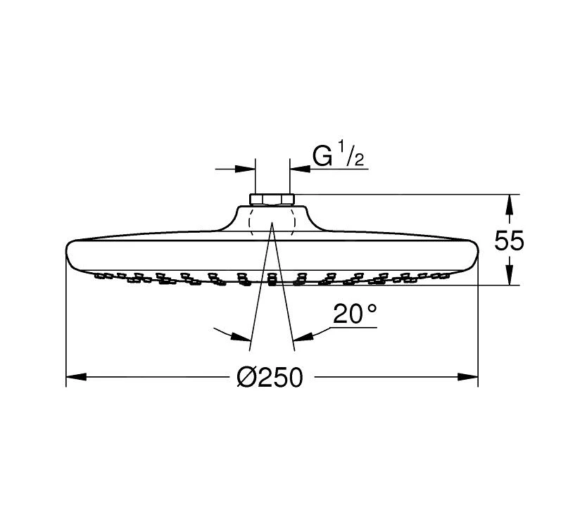 Grohe Vitalio Start - Hoofddouche, Diameter 250 Mm, 9,5 L/min, 1jet, Chroom 26815000 4 Grohe Vitalio Start - Hoofddouche, Diameter 250 Mm, 9,5 L/min, 1jet, Chroom 26815000 - Afbeelding 2